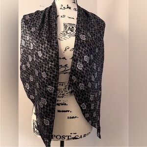 Coach Signature Silk Black & White Women's Scarf Approx. 57’ x 10"
